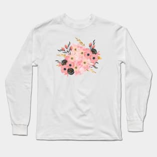 Pretty Pink Watercolor Bouquet Long Sleeve T-Shirt